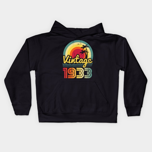 Vintage 1933 Made in 1933 90th birthday 90 years old Gift Kids Hoodie by Winter Magical Forest